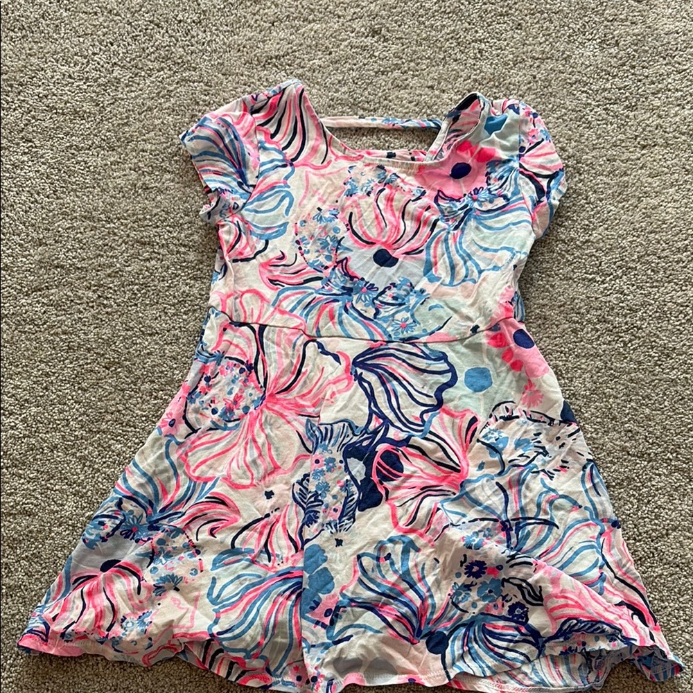 Lilly Pulitzer Pink and Blue Ruffled A-line Sundress